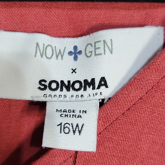 Sonoma Tera Rouge Linen Shorts Romper Womens Plus Size 16W NWT - Picture 2 of 6